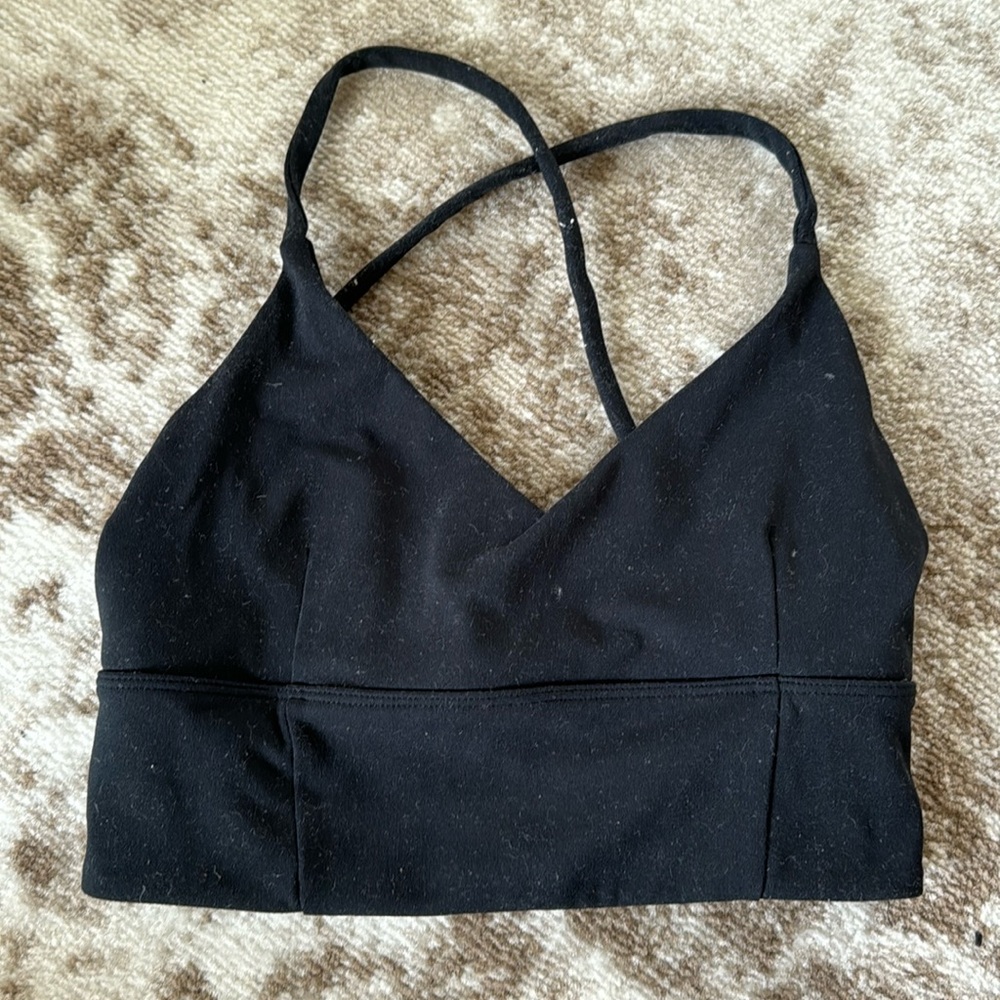 Manduka XS black sports bra cross back